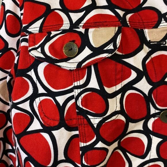 Ruby Road Denim Jacket Red, Black, White and Tan Print Size 18W - Picture 5 of 10